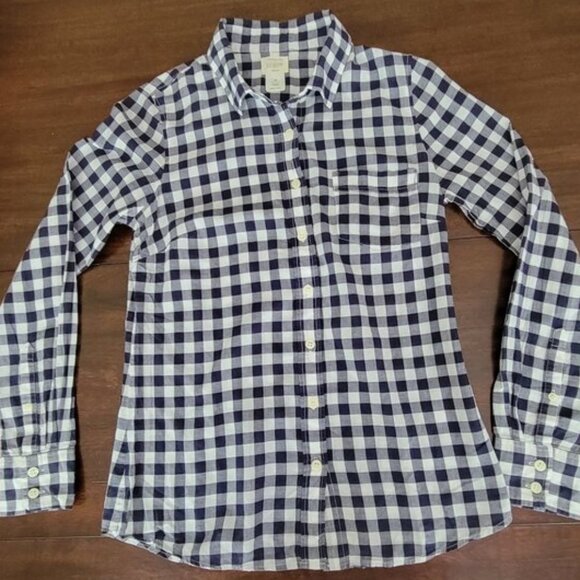 J. Crew The Perfect Shirt Blue White Button Down Women's Size XS J Crew - Picture 1 of 11